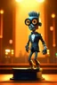 Placeholder: 60s cute punk chat robot with suit and tie and rollerskates,on podium at festival, its such a perfect day, motion blur, smoke, 8k, downlight, soft light, depth of field, photorealism, trending on art station, some detail