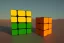 Placeholder: Sunny day Tower made out of Rubik's Cube, Orange, white, blue, green