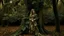 Placeholder: woman in a dress made of leaves, growing out of a tree in a woodland