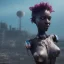 Placeholder: portrait,beautiful african robotic sirene, post-apocalyptic in a cyberpunk city, realistic, intriacte detail, sci-fi fantasy style, volumetric lighting, particales,highly detailed,cinematic, deep blue.