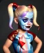 Placeholder: Harley quinn toddler, full body, soft skin, dramatic lighting, hyper realistic