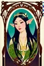 Placeholder: Art Nouveau art style A beautiful as a model asian woodland elf princess who looks like a young Lucy Liu seated on a throne in a mystical forest