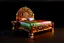 Placeholder: image of a Royal bed with 3d fractal base decoration made of good wood no background without table
