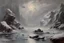 Placeholder: Grey sky, Winter, ice, fantasy, sci-fi, rocks, sci-fi movies influence, mountains, rodolphe wytsman impressionism paintings