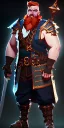 Placeholder: A high detail, high definition, 4k dungeons and dragons character design of a short dwarf male warrior who has a strong build, a thick ginger beard, long ginger hair, and wearing metal plated armor with pauldrons, dynamic lighting