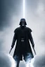 Placeholder: All Black Anakin Skywalker soldier, ghost, wearing high tech mask, white smoke, dark, rage, sorrow, high definition, ultra 8 k, volumetric lighting, blue fire, fog