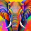 Placeholder: Elephant head portrait, bright colors, splash paint, centered, detail, 8k resolution