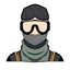 Placeholder: Avatar of a man wearing a black half ski mask and aviator glasses