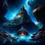 Placeholder: MAGIC rocky cliff, Palace carved into the rock, galaxy, infinity, space, water , sci-fi. meditation lotus website