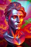 Placeholder: A stunning iridescent male marble bust, Unreal Engine render 8k, high contrast, vibrant colors, very reflective, perfect lighting, trippy colorful background, ZBrush