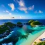 Placeholder: Anse Source d'Argent, Seychelles, high resolution, realistic, beautiful, volumetric lighting, colorful, masterpiece, crystalline,dawn,cloudy, detailed, aerial view, 8K, intricate details, cyberpunk, cosmic