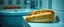 Placeholder: hot dog in bread sleeping in bathroom