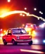 Placeholder: fiat 126p, city. high speed. bokeh. lens flare. warm lights. high detailed