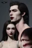 Placeholder: Beautiful vampire man and a beautiful woman with striking features, he is embracing her in her neck, 8k, highly detailed, super realistic