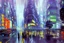 Placeholder: Cyberpunk City near the trees, blade runner influence, sci-fi, konstantin korovin impressionism painting