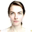 Placeholder: A white background, well lit front facing photograph. Feminine features, a beautiful woman, symmetrical face. 80 f canon D500