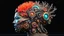 Placeholder: 3D rendering of Expressively detailed and intricate of a hyperrealistic “neon steampunk head”: side view, scientific, single object, vivid colour, coral, fungi, black background, shamanism, cosmic fractals, octane render, 8k post-production, detailled metalic bones, dendritic, artstation: award-winning: professional portrait: atmospheric: commanding: fantastical: clarity: 16k: ultra quality: striking: brilliance: stunning colors: amazing depth