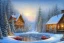 Placeholder: Christmas cabin river mountain