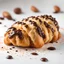 Placeholder: fluffy croissant sprinkled with fine chocolate chips and vanilla filling on a white background