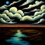 Placeholder: a surreal painting : sky, scary, at night, full of clouds