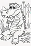 Placeholder: coloring page for kids, ALLIGATOR, thick outline, low details, no shading, no color