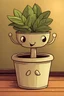 Placeholder: Cartoon plant in pot oldschool poster on the wall