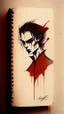 Placeholder: vampire drawing, minimalistic style, natural colors, blood, sketch book