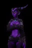 Placeholder: a black and purple, female argonian artificer who uses Tesla coils as weapons, skinny, lightly armored