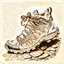 Placeholder: a black and white, monochrome, scribble sketch of a hiking shoe, detailed