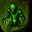 Placeholder: 90's TCG art retro fantasy art of tree creature with glowing green eyes