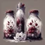 Placeholder: watercolor draw gothic vintage glass bottles, dark red with flowers, white lace and rubies, white background, Trending on Artstation, {creative commons}, fanart, AIart, {Woolitize}, by Charlie Bowater, Illustration, Color Grading, Filmic, Nikon D750, Brenizer Method, Side-View, Perspective, Depth of Field, Field of View, F/2.8, Lens Flare, Tonal Colors, 8K, Full-HD, ProPhoto RGB, Perfectionism, Rim Lighting, Natural Lightin
