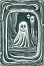 Placeholder: Linocut ghost in mirror