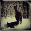 Placeholder: strange animal in the snow polaroid vintage style realistic