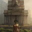 Placeholder: Depiction on the building and statues, highly detailed depiction, overgrown, building, old, 3d, concept art portrait by Greg Rutkowski