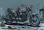 Placeholder: motorcycle, comic book,post-apocalypse, gray background,