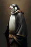 Placeholder: portrait of penguin dressed as a monk , realistic, looking in front