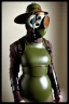 Placeholder: Steam-punk style random-mask. Large fencing mask covers chin and cheeks. Hot girls. Reflective surface on face, full coverage, reflective. Camera lenses ball eyes. Head full of integrated old-fashioned cameras and phone. Army green surfaces body, latex. Perfect body, thick thighs and calves. Asa Akira's body. Wide hip, skirt bleats nicely. Partly symmetrical. Straitjacket. Rusty and decayed background. Steam-plunge air-bottles. Euclidean 3D-tiling walls. surrealistic. Oppressive atmosphe