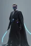 Placeholder: All Black Anakin Skywalker soldier, ghost, wearing high tech mask, white smoke, dark, rage, sorrow, high definition, ultra 8 k, volumetric lighting, blue fire, fog