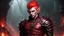 Placeholder: Elf_male_red_skin_standing_in_hell_red_hair._mohawk_hair_in_a_bun_leather_clothes_fantasy