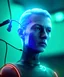Placeholder: Ultra realistic photographic night portrait, cinematic, <sweet nordic woman> <hanging wires> <retro monitor> many wires coming out of the head <perfect pupil> <cyborg arm> <garage> <wide angle Shot> <sci-fi futuristic> <thriller>, neon lights, color fog, soft color, highly detailed, unreal engine 5, ray tracing, RTX, lumen lighting, ultra detail, volumetric lighting, high definition.
