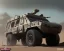 Placeholder: Gi joe driving White lunar armored rover with claw, combat, wolf - camouflage paintjobS, minefield