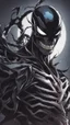 Placeholder: A close picture to Mix between Skeleton and venom symbiote in solo leveling shadow art style