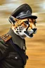 Placeholder: mexican general Hitler on fast cheetah , airbrush and pen outline, motion blurred background