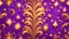 Placeholder: Hyper Realistic Glowing-Golden-Groovy-Patterns on Purple-background with fire-embers on it