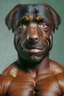 Placeholder: Bodybuilder Lee Haney with the face of a Rottweiler dog A dog's head instead of a person's head