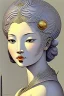 Placeholder: woman's face, half view, greyish colors, by artist "gilded melted bubblewarp";by artist "erte";by artist "michelangelo da vinci";by artist "lalique";by artist "hector guimard" ;character design by artist "emshwiller sol";by artist "fan ho"