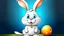 Placeholder: Fantasy cartoon illustration: sad Easter bunny