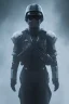 Placeholder: All Black Hayden Christensen soldier, ghost, wearing high tech mask, white smoke, dark, rage, sorrow, high definition, ultra 8 k, volumetric lighting, blue fire, fog