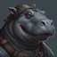 Placeholder: Portrait of a Hippo Rogue for dnd blue gray skin