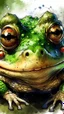Placeholder: dnd, fantasy, watercolour, humongous strokes, stylistic, portrait, illustration, furry, frog , personable face